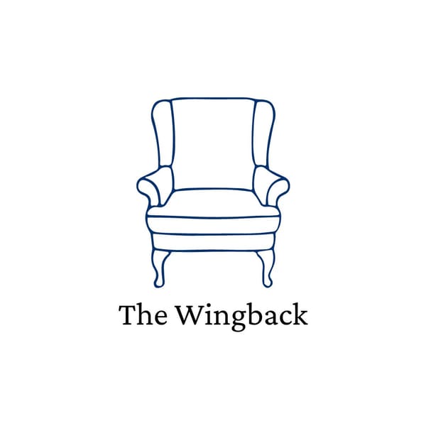 A wingback chair is outlined in blue with the phrase The Wingback below it.